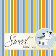 childish greeting card with zebra