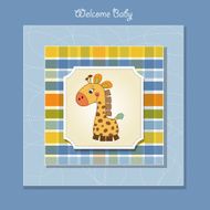 shower card with giraffe toy