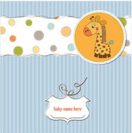 new baby announcement card with giraffe N6