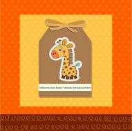 new baby announcement card with giraffe N7