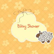 cute baby shower card with sheep N4