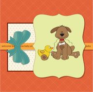 baby shower card with dog and duck toy