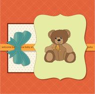 baby shower card with teddy bear toy N24