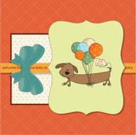 baby shower card with long dog and balloons N2