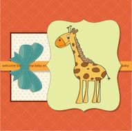 new baby announcement card with giraffe N10