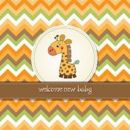 new baby announcement card with giraffe N11