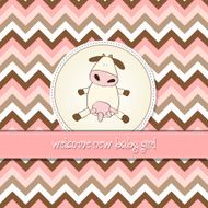 new baby girl announcement card with cow N6