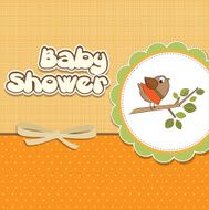 welcome baby card with funny little bird N4