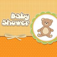 baby shower card with teddy N8