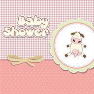 new baby announcement card with cow N2
