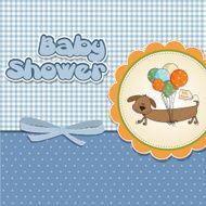 baby shower card with long dog and balloons N3