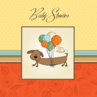 baby shower card with long dog and balloons N4