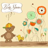 baby shower card with teddy bear toy N25