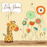 new baby announcement card with giraffe N14