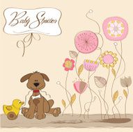 baby shower card with dog and duck toy N2