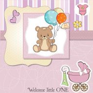romantic baby girl announcement card N5