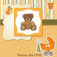 baby shower card with teddy bear toy N26