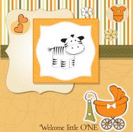 cute baby shower card with zebra N23