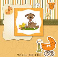 baby shower card with dog and duck toy N3