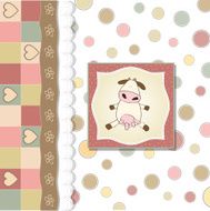 new baby announcement card with cow N3