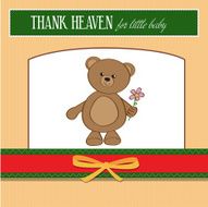 baby shower card with teddy bear toy N28