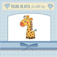 new baby announcement card with giraffe N18
