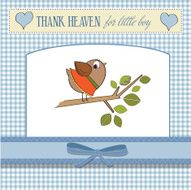 welcome baby card with funny little bird N5