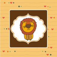 childish baby shower card with cartoon lion N4
