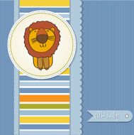 childish baby shower card with cartoon lion N5