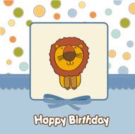 childish baby shower card with cartoon lion N6