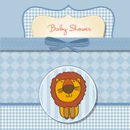 childish baby shower card with cartoon lion N7