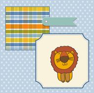 childish baby shower card with cartoon lion N8