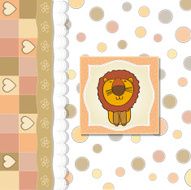 childish baby shower card with cartoon lion N9