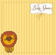 childish baby shower card with cartoon lion N10