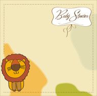 childish baby shower card with cartoon lion N11