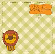 childish baby shower card with cartoon lion N12