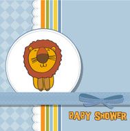 childish baby shower card with cartoon lion N13