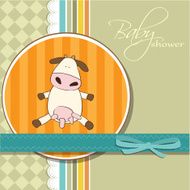 new baby girl announcement card with cow N8