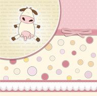 new baby girl announcement card with cow N9