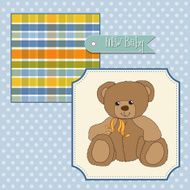 new baby announcement card with teddy bear N2
