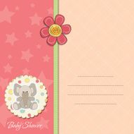 romantic baby girl announcement card N7