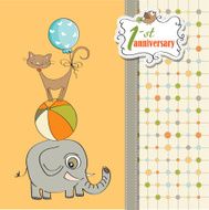 first anniversary card with pyramid of animals N3
