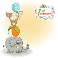first anniversary card with pyramid of animals N4