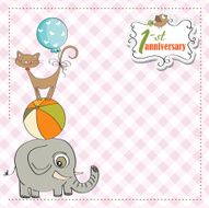 first anniversary card with pyramid of animals N5