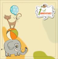 first anniversary card with pyramid of animals N6