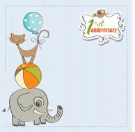 first anniversary card with pyramid of animals N7