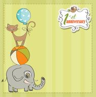 first anniversary card with pyramid of animals N8