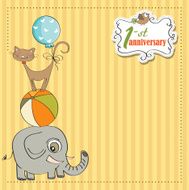 first anniversary card with pyramid of animals N9