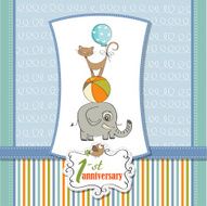 first anniversary card with pyramid of animals N12