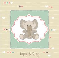 birthday greeting card with baby elephant